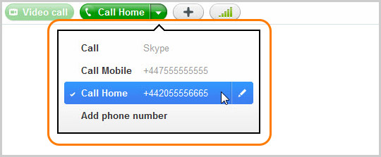 Call mobile drop-down